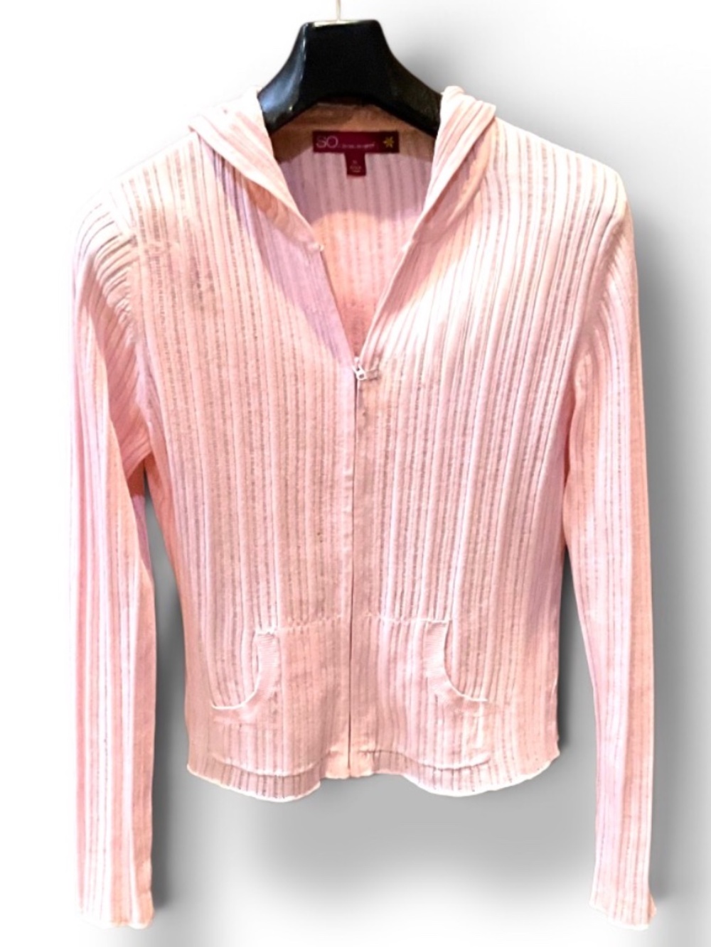 “So” Pink Full Zip Hooded Sweater.  XL. (Ck measurements, perhaps med-XL)